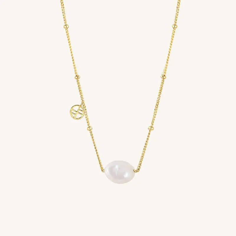 vintage locket necklace gold Dove Pearl Necklace