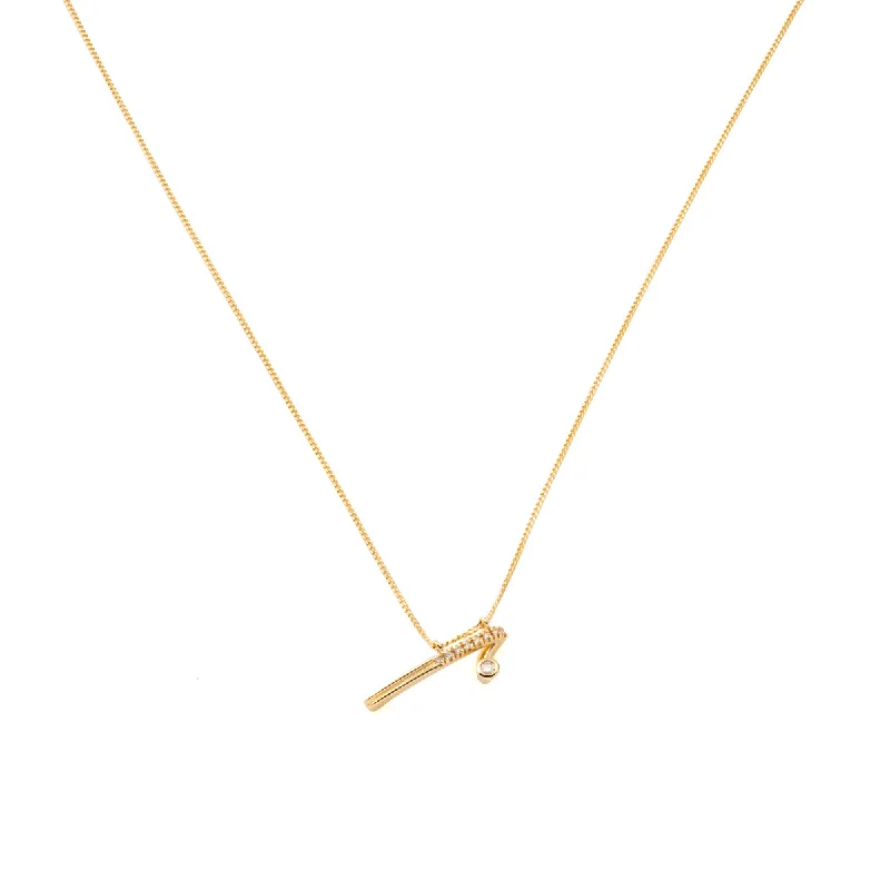 classic cubic zirconia pendant "Drosera" Diamond Short Bar Necklace