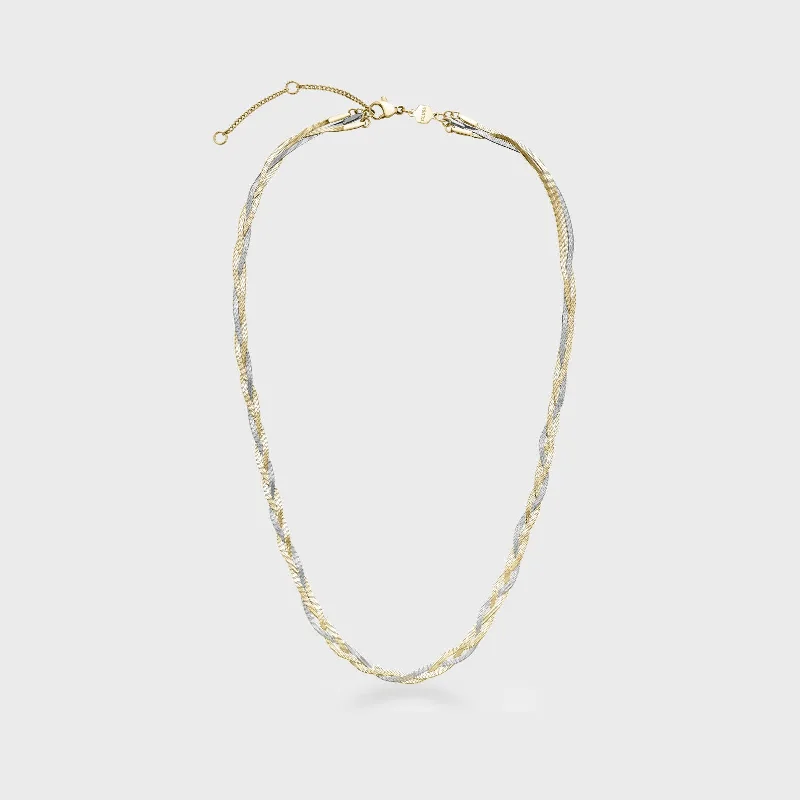 gold-plated figaro chain Élevé Braided Snake Necklace, Bicolour