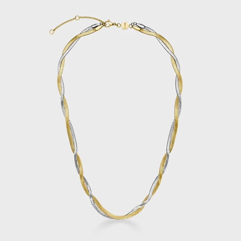 adjustable charm necklace Élevé Twisted Snake Necklace, Bicolour