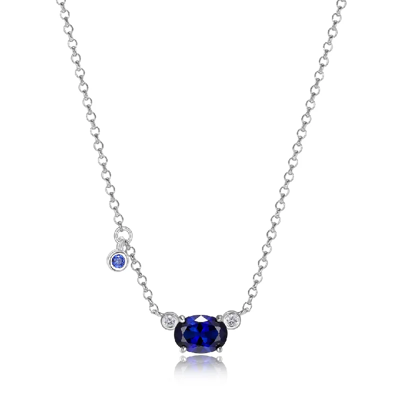 elegant marquise diamond ring Elle "Blue Star" Sterling Silver Sapphire Necklace
