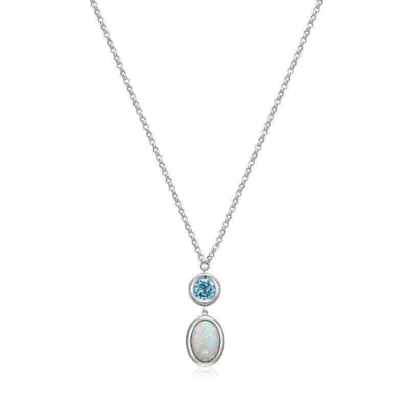dainty lotus flower ring Elle Sterling Silver Blue Topaz Necklace