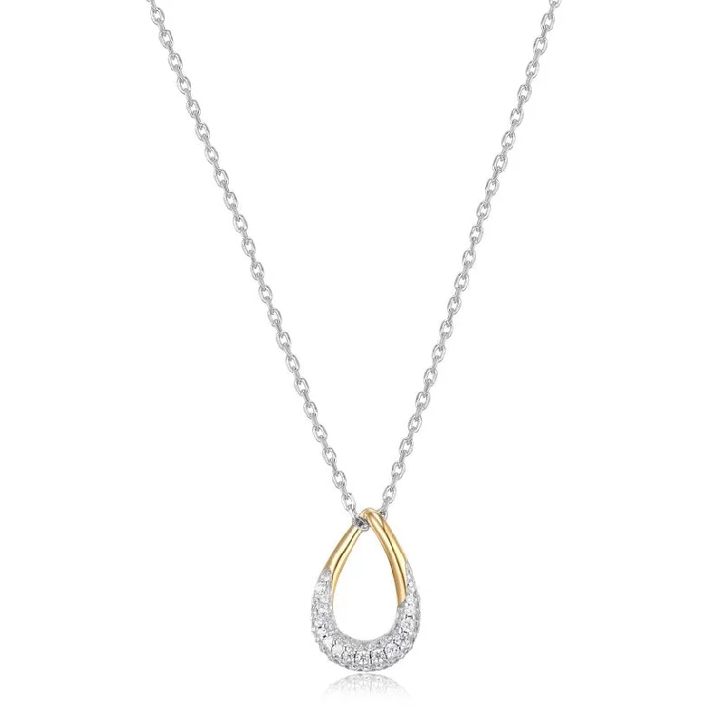 hammered gold disc necklace Elle Caramel Two Tone Sterling Silver Necklace