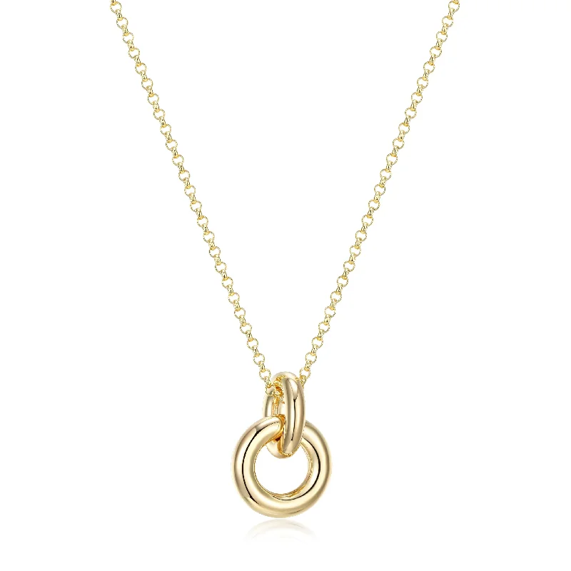 thin gold wedding band women Elle Simpatico Interlocking Circle Necklace: Gold Plated Sterling Silver