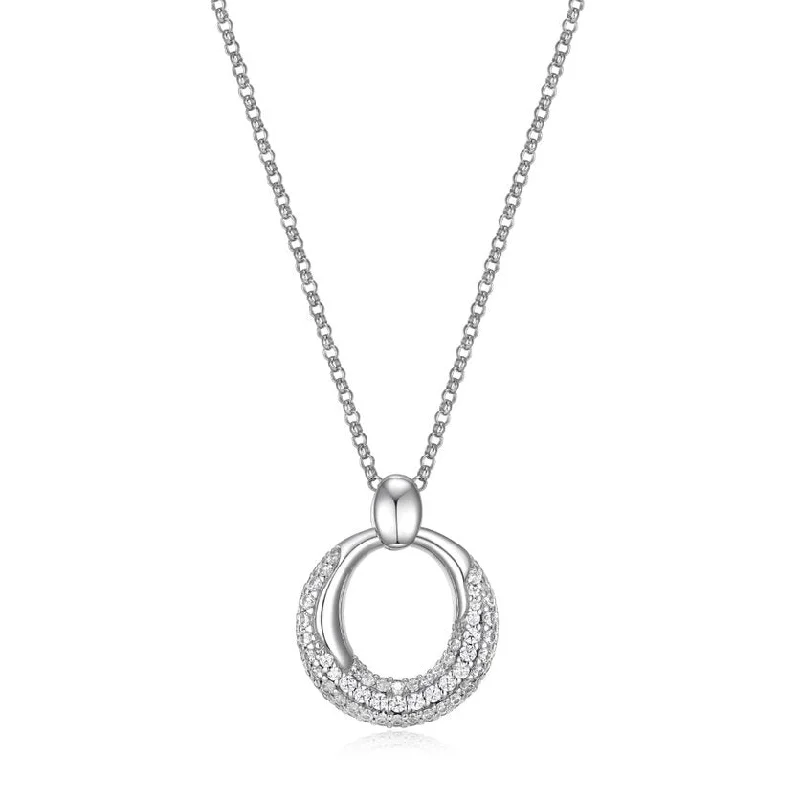 minimalist wedding band set Elle Sterling Silver CZ Puffy Necklace