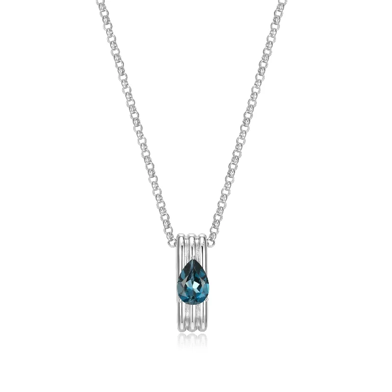 gothic black onyx ring men Elle Goddess Blue Topaz Sterling Silver Necklace
