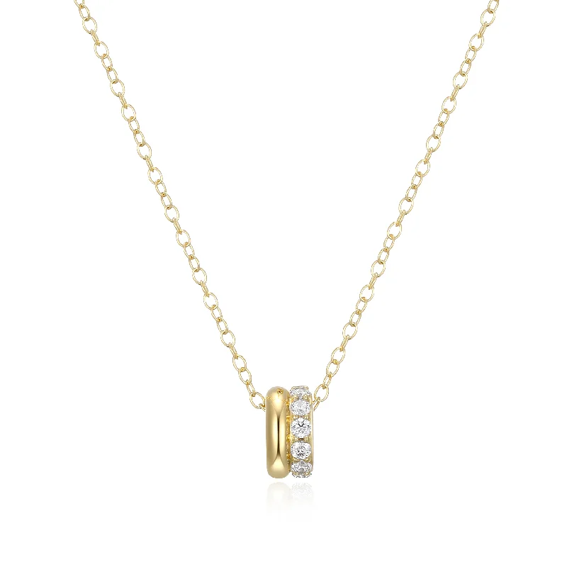 handmade gold nugget ring Elle Goddess Sterling Silver CZ Tube Necklace