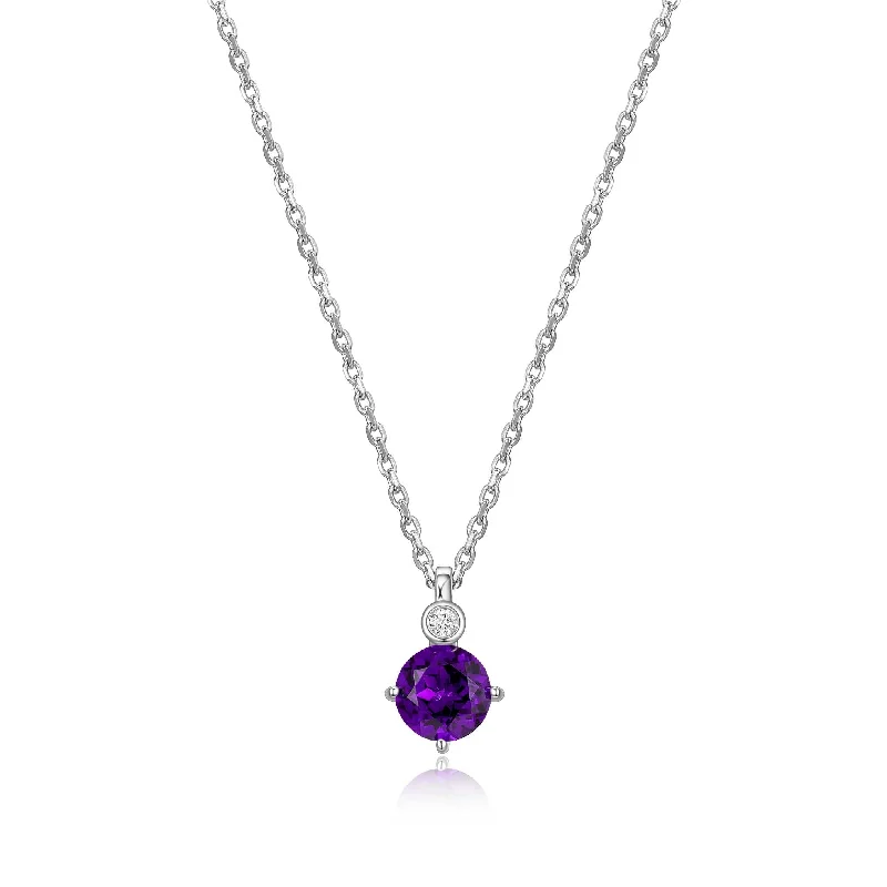 gold choker necklace simple Elle Lab Grown Diamond Sterling Silver Necklace: Amethyst
