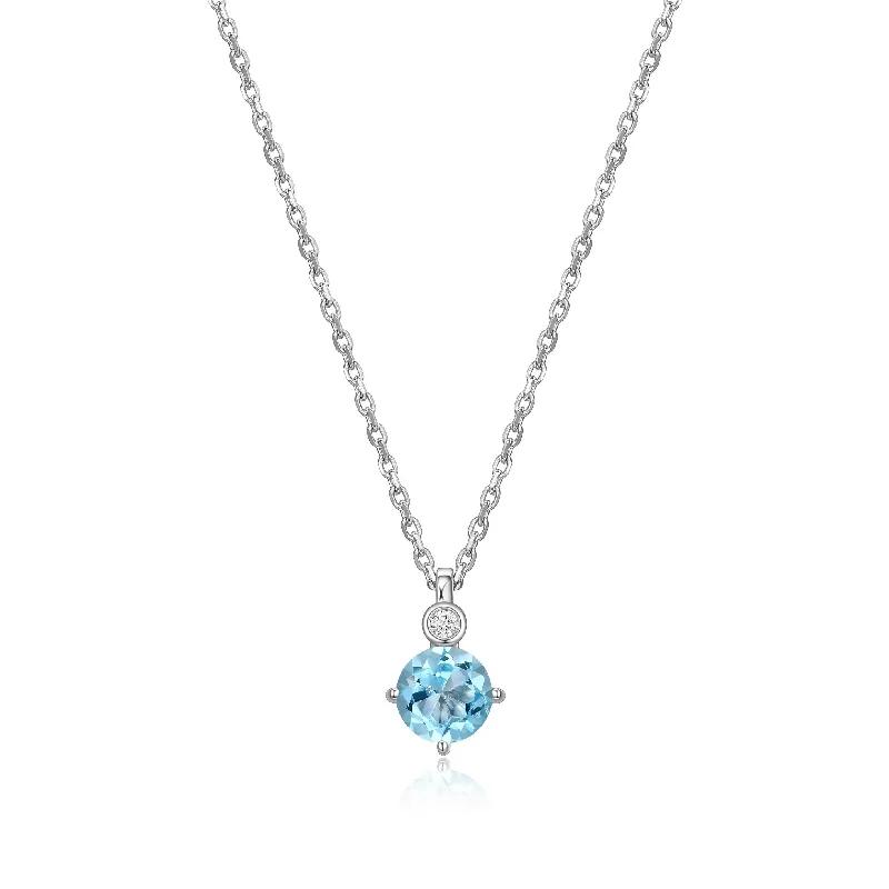 adjustable charm bracelet sterling silver Elle Lab Grown Diamond Sterling Silver Necklace: Blue Topaz