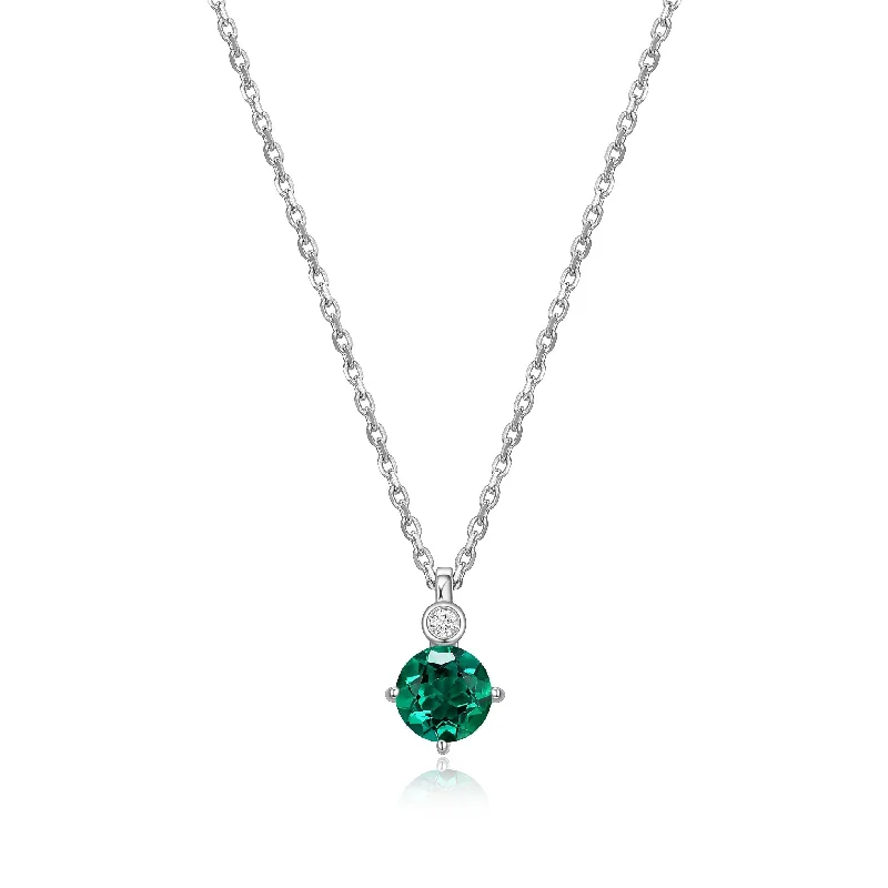vintage filigree locket necklace Elle Lab Grown Diamond Sterling Silver Necklace: Emerald vintage filigree locket necklace Elle Lab Grown Diamond Sterling Silver Necklace: Emerald