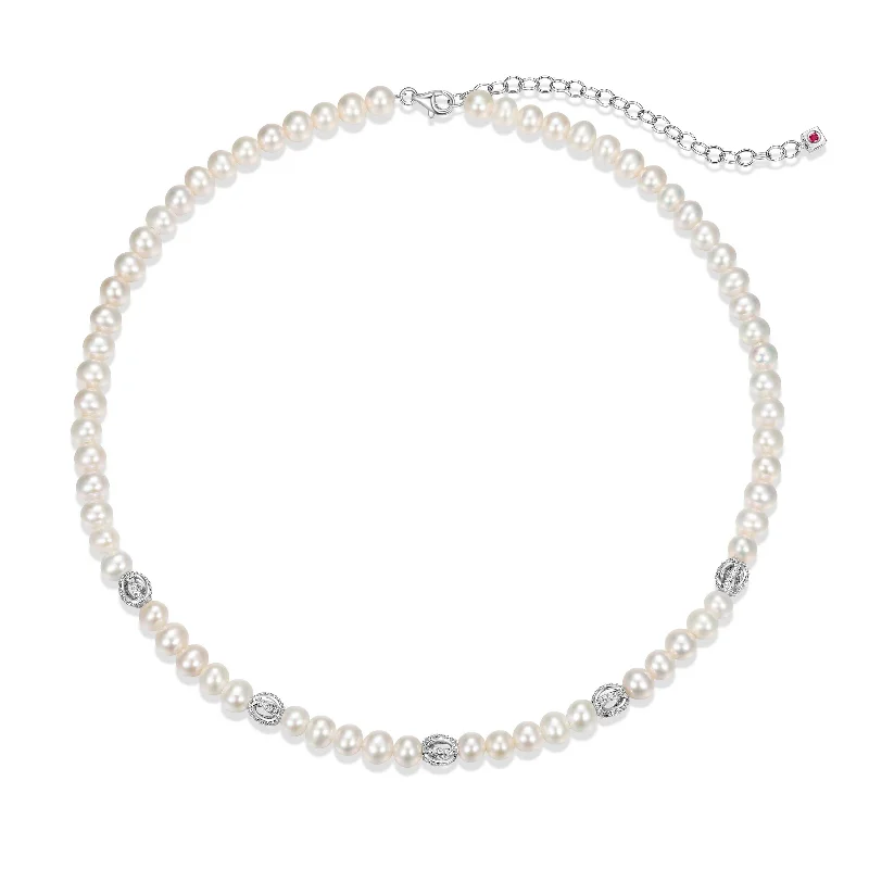 elegant drop earrings wedding Elle Luna CZ Pearl Sterling Silver Necklace