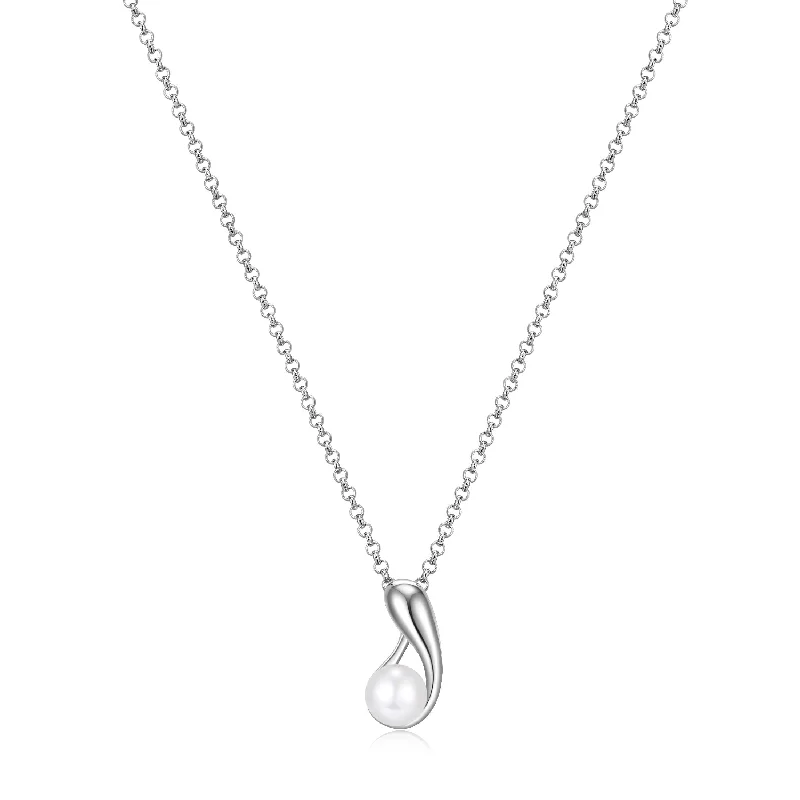 silver infinity knot ring Elle Sterling Silver Pearl Drop Necklace