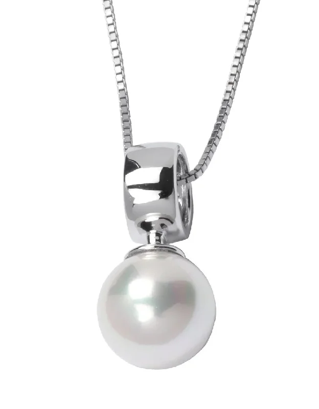 thin silver chain necklace Elle Sterling Silver Pearl Drop Necklace