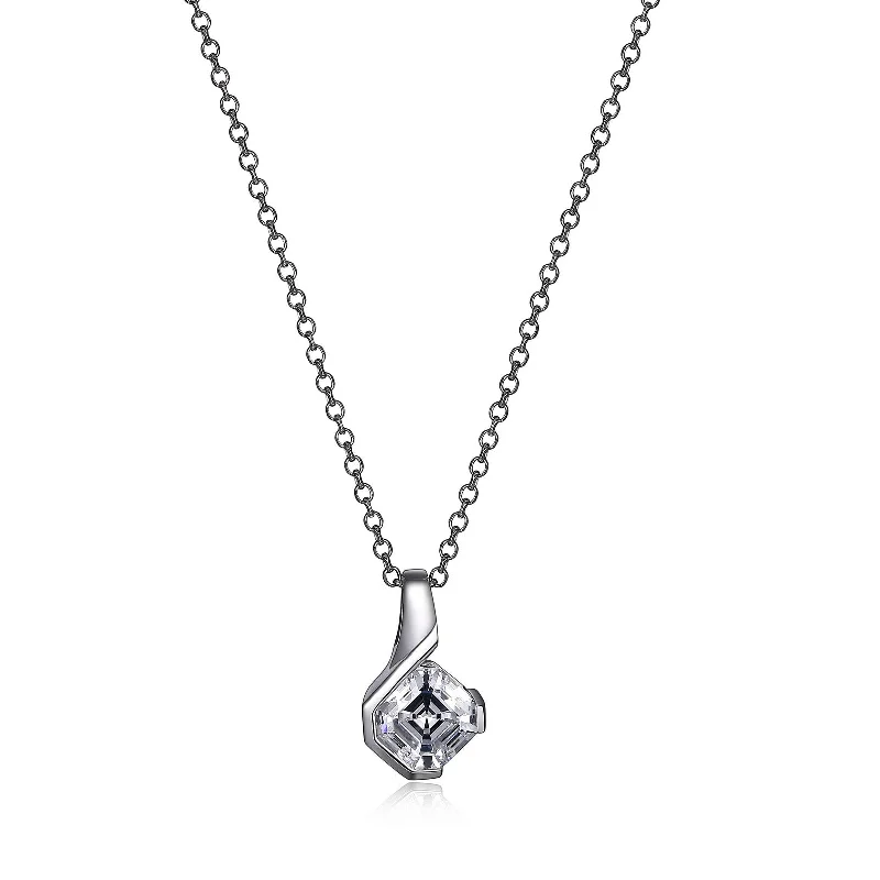 birthstone stacking rings set Elle Sterling Silver Promise Necklace: Asscher