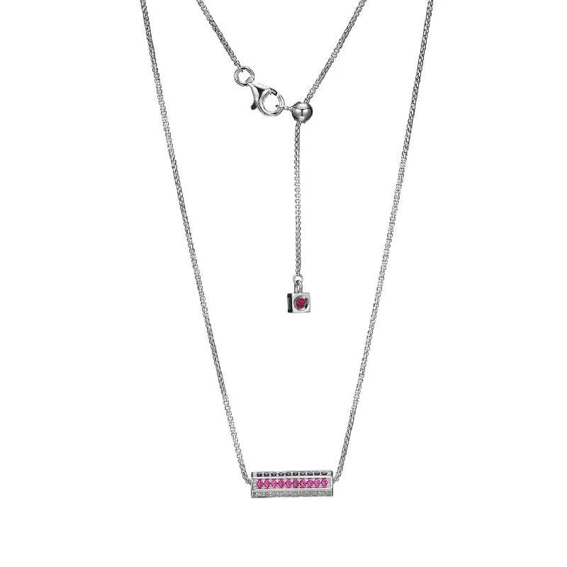 oval cut engagement ring platinum Elle Ruby & Sapphire Cheer Sterling Silver Necklace