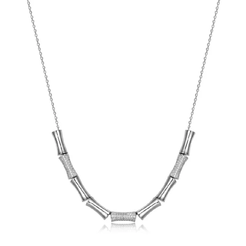 emerald cut diamond earrings Elle Sterling Silver Bamboo Link Necklace
