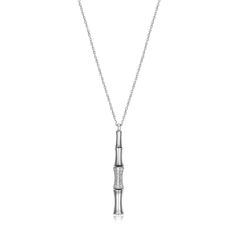bezel set engagement ring modern Elle Sterling Silver Bamboo Stick Necklace