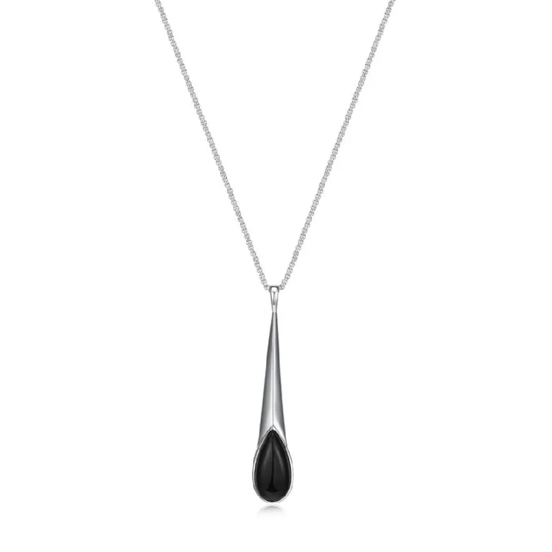 raw amethyst ring silver Elle Sterling Silver & Black Agate Necklace