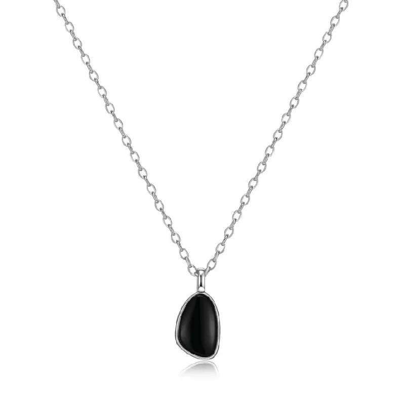 celestial sun and moon earrings Elle Sterling Silver & Black Agate Necklace