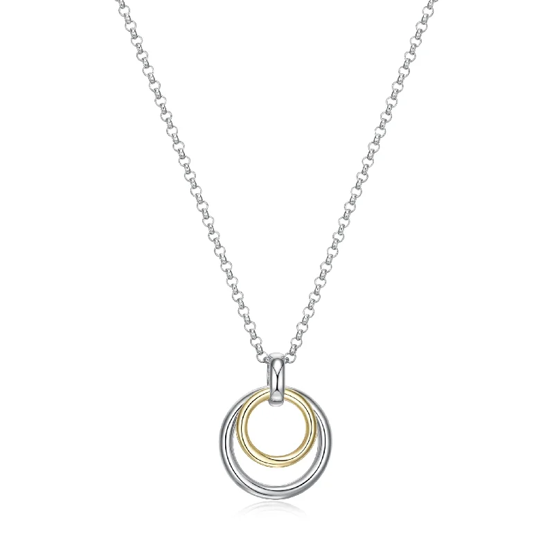 unique gemstone necklace handmade Elle Two Tone Sterling Silver Circle Necklace