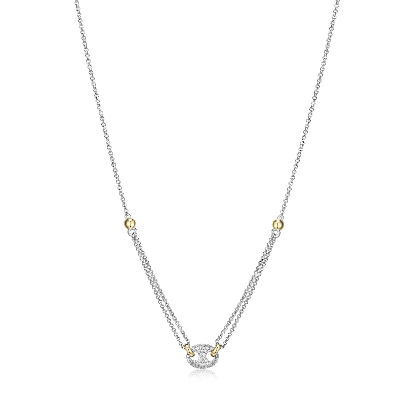 snake chain bracelet gold Elle Two Tone Sterling Silver CZ Necklace