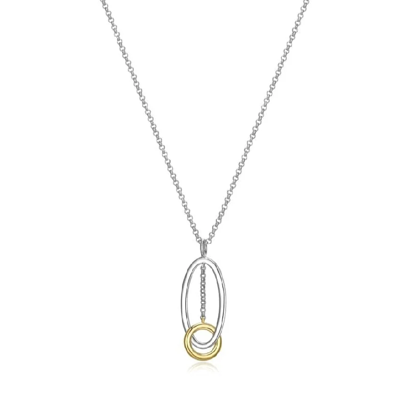 bold statement ring chunky Elle Two Tone Sterling Silver Oval & Circle Necklace