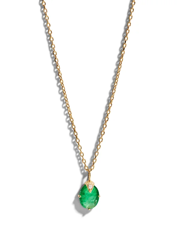 dainty chain bracelet layered Emerald & Diamond Claw Yellow Gold Necklace