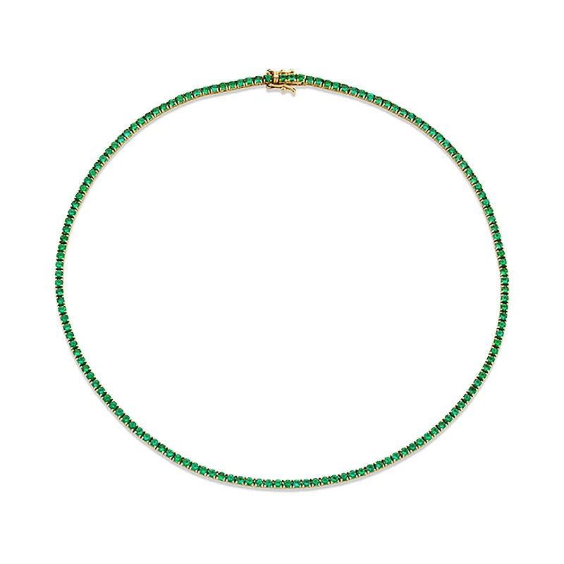 gold plated Cuban link chain Emerald Infinity Tennis Choker