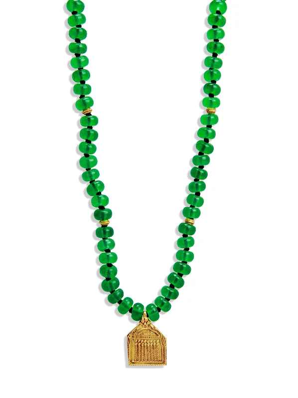real diamond eternity band Emerald Jade Beaded Yellow Gold Charm Necklace