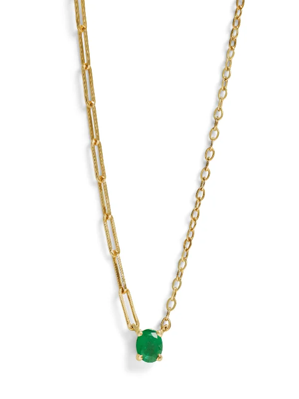 dainty snake ring gold Emerald Mixed Chain Yellow Gold Necklace