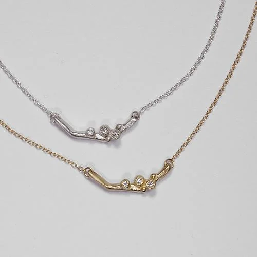vintage-inspired gold locket Encrusted Tiny Branch Necklace