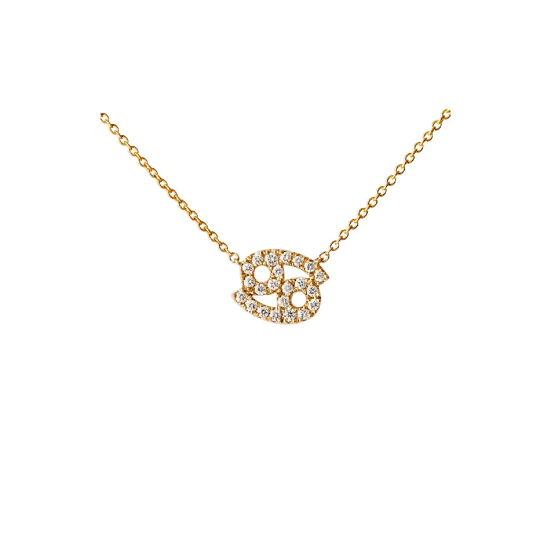 oval cut engagement ring platinum Petit Sign Cancer 18K Gold Necklace w. Diamonds