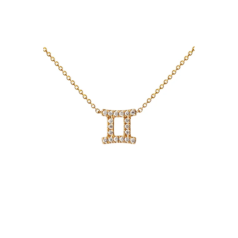 dainty feather charm necklace Petit Sign Gemini 18K Gold Necklace w. Diamonds