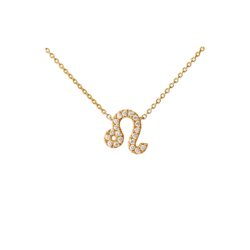 solid gold disc charm bracelet Petit Sign Leo 18K Gold Necklace w. Diamonds
