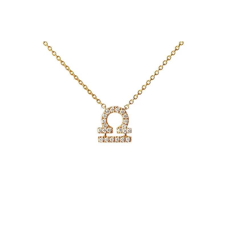 unique gemstone necklace handmade Petit Sign Libra 18K Gold Necklace w. Diamonds