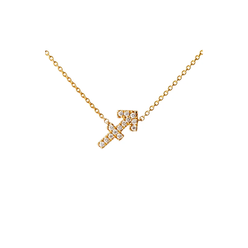 celestial star ring gold Petit Sign Sagittarius 18K Gold Necklace w. Diamonds