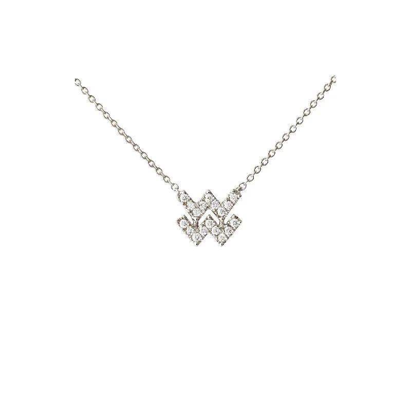 personalized initial ring stackable Petit Sign Aquarius 18K Whitegold Necklace w. Diamonds personalized initial ring stackable Petit Sign Aquarius 18K Whitegold Necklace w. Diamonds