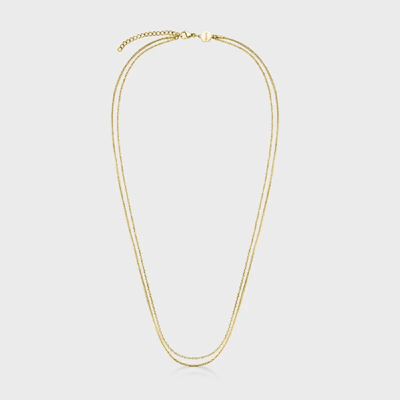dainty gold anchor bracelet Essentielle Double Chain Necklace, Gold Colour