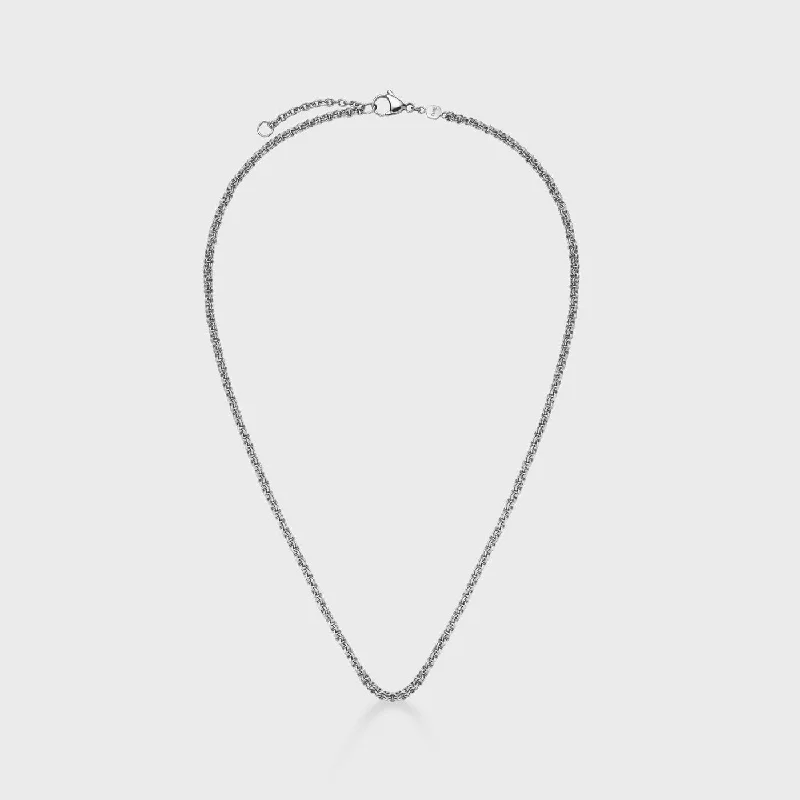 minimalist gold square earrings Essentielle Double Link Chain Necklace, Silver Colour