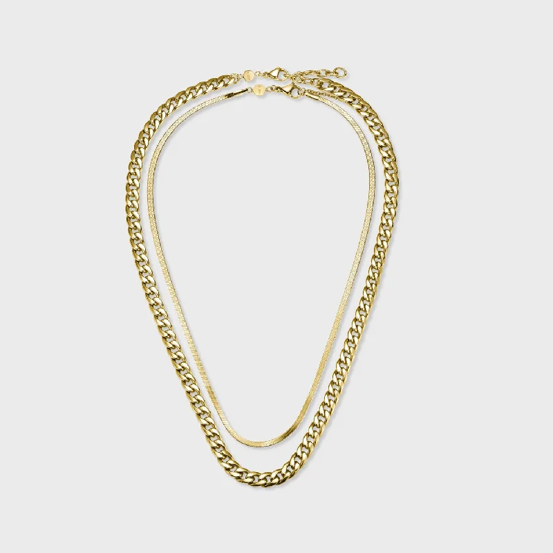 sterling silver arrow ring Gift Box Essentielle Snake and Flat Curb Necklaces, Gold Colour sterling silver arrow ring Gift Box Essentielle Snake and Flat Curb Necklaces, Gold Colour