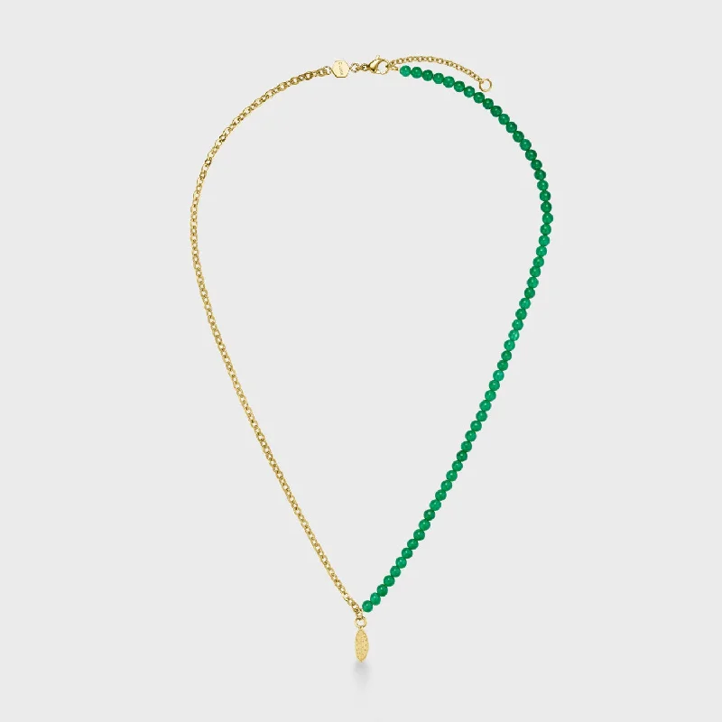 gold daisy stud earrings Essentielle Green Beads Watermelon Charm Necklace, Gold Colour gold daisy stud earrings Essentielle Green Beads Watermelon Charm Necklace, Gold Colour