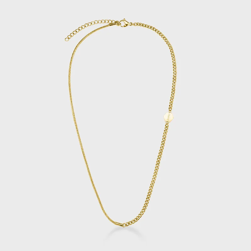 silver moon and star pendant Essentielle Mixed Snake Link Chain Necklace, Gold Colour