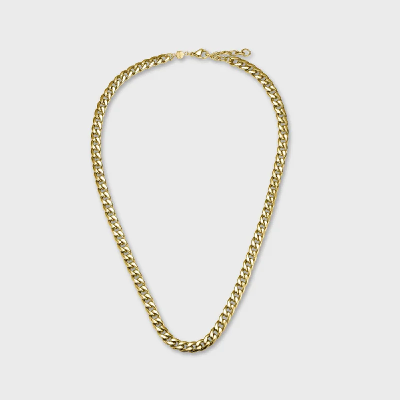 unique gemstone cocktail ring Essentielle Necklace Flat Curb Chain Gold Colour