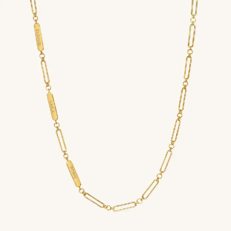 dainty beaded stretch bracelet Etch Chain Necklace 3 Panels