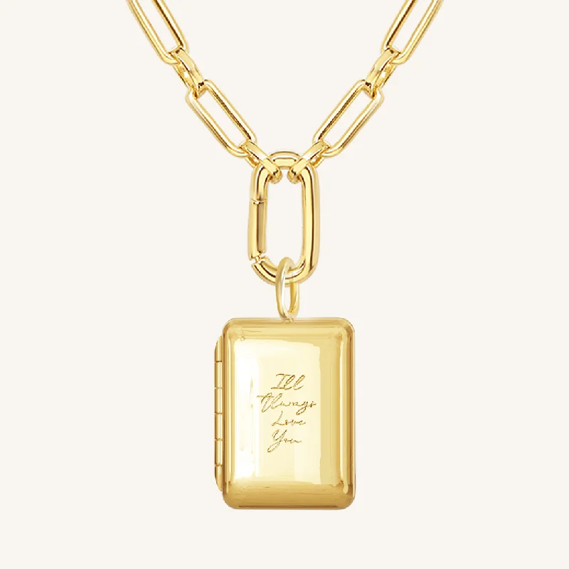 minimal gold ring stack Etch Story Photo Locket Necklace