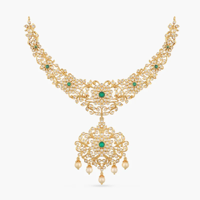 gold and diamond nose stud Falguni CZ Silver Short Necklace