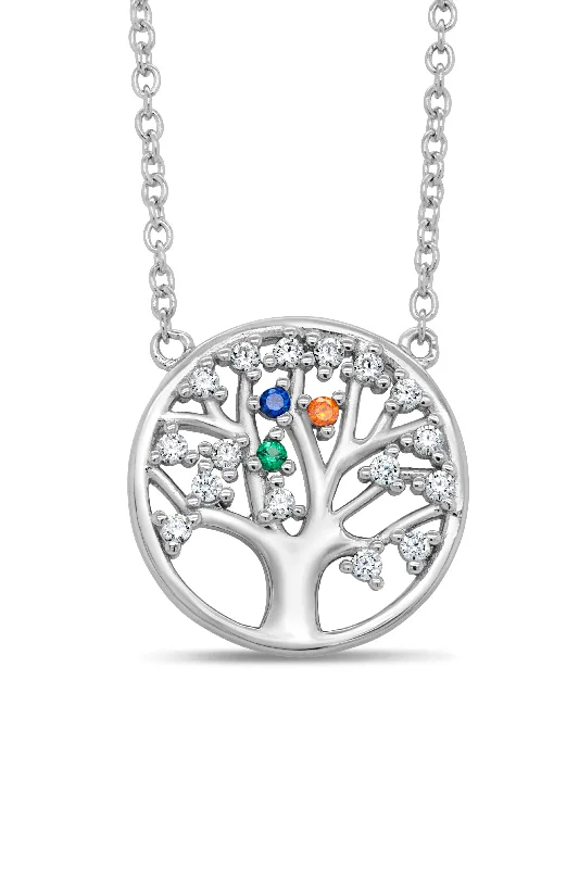 men’s black diamond cufflinks Personalized Sterling Silver Family Tree Birthstone Necklace