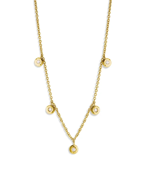 adjustable gemstone choker Five Diamond Nesting Gem Yellow Gold Necklace