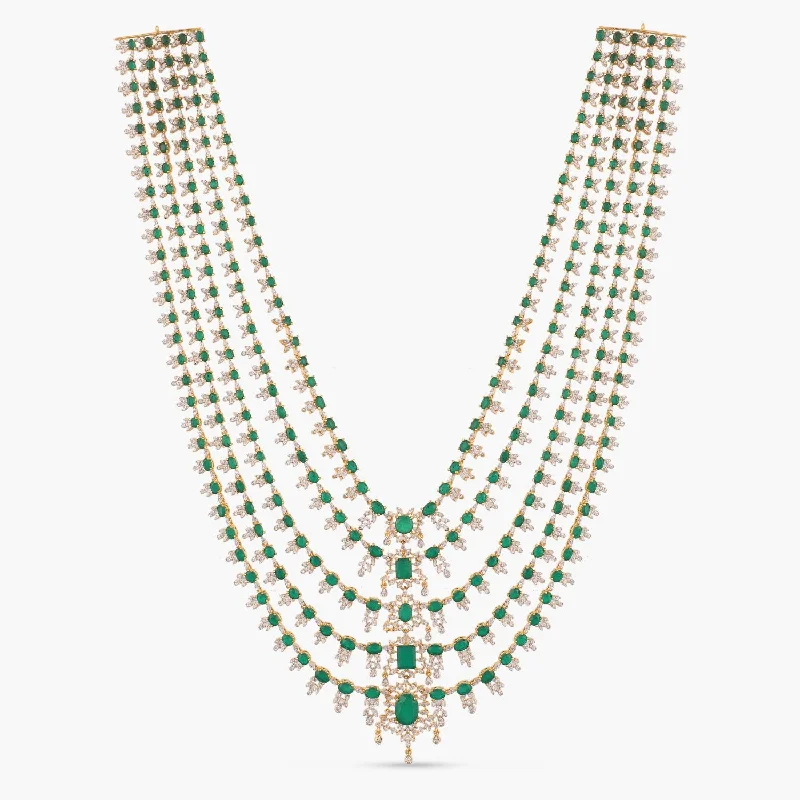 cubic zirconia tennis necklace Five Layer CZ Silver Long Necklace Set