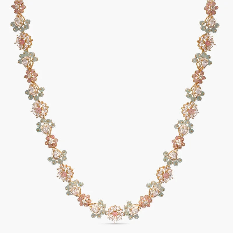 celestial meteor shower earrings Floral Fiesta CZ Silver Long Necklace